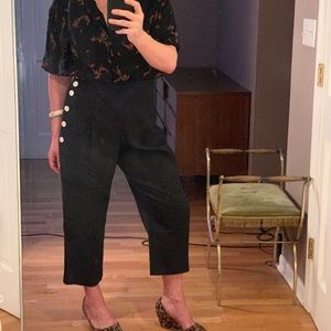 Club Monaco Black Linen Cropped Pants